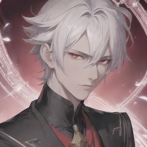 Prompt: "A close-up photo of a handsome prince with short hair, white hair, glowing red eyes, wearing a kings robe, in hyperrealistic detail, with a slight hint of disgust in his eyes. His face is the center of attention, with a sense of allure and mystery that draws the viewer in, but his eyes are also slightly downcast, as if a sense of disgust is lingering in his thoughts. The detailing of his face is stunning, with every pore, freckle, and line rendered in vivid detail, but the image also captures the subtle emotions of disgust that might lie beneath his surface."
