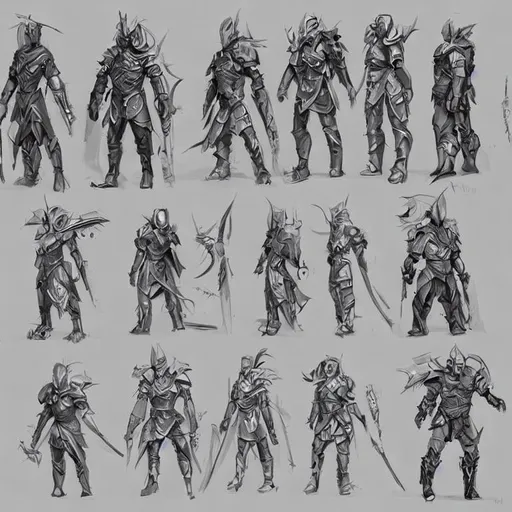 concept art character sheet, warrior in armour, tren... | OpenArt