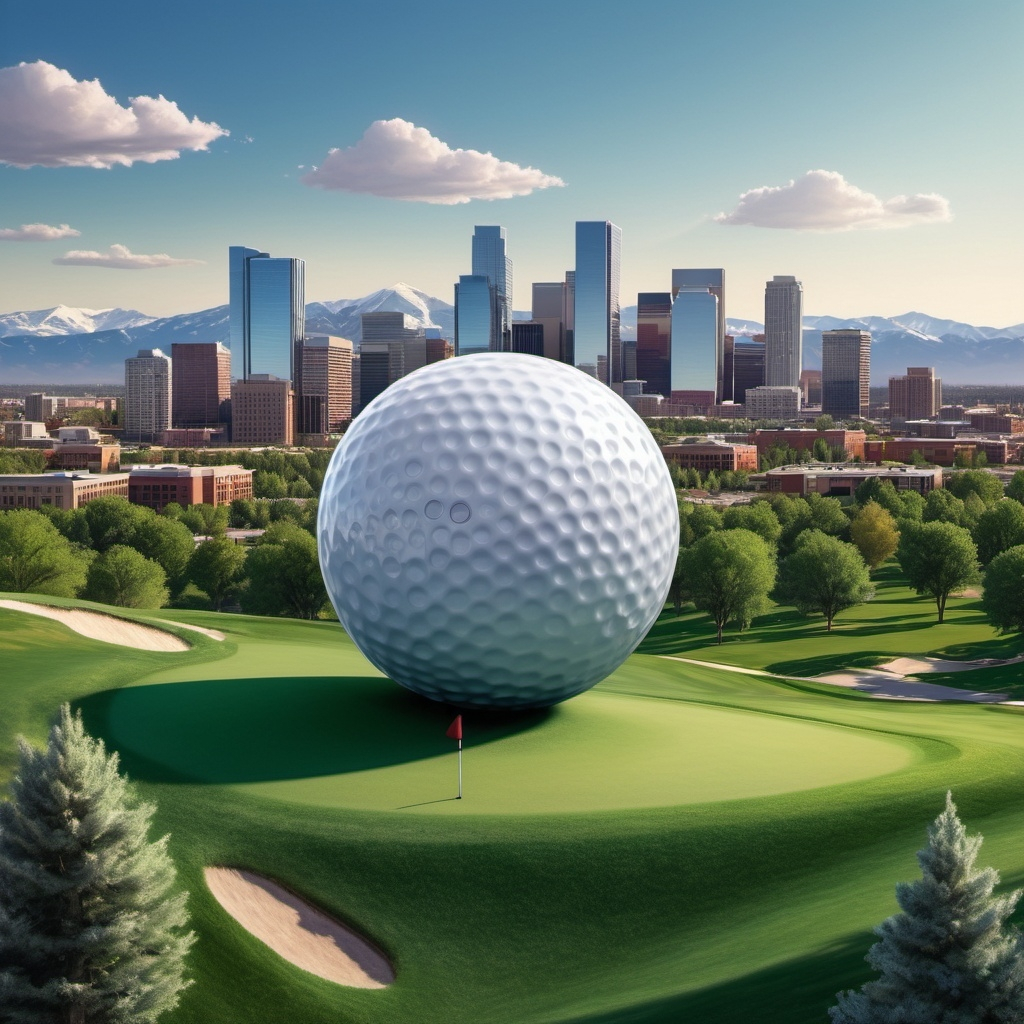 i need a photorealistic, 3d image of a giant golf ba...