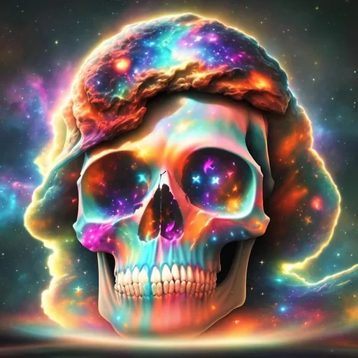 Prompt: Cosmic, Colorful, dramatic cinematic, 3D, HD, {Nebula}Skull, expansive psychedelic background, supernova, freeform dark chaos, hyper realistic, 8K --s98500