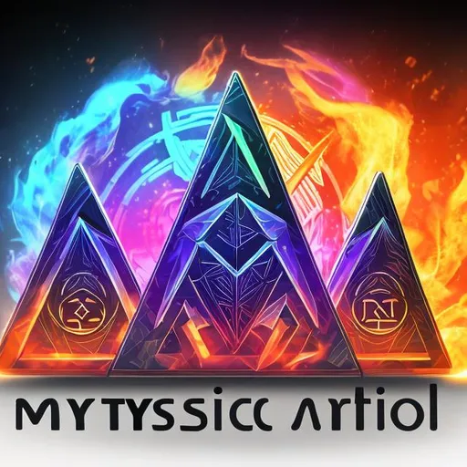 Prompt: MysticCrypto Trio with bitcoin logo on fire with a lot of colours, in name AVA

