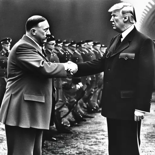 Prompt: hitler and donald trump shaking hands
