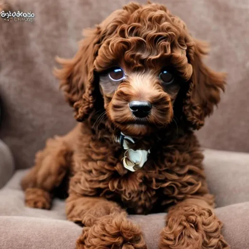 Prompt: Super cute brown poodle