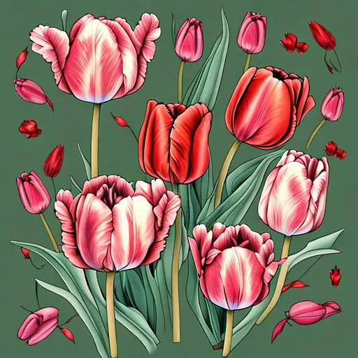 Prompt: tulip illustration for coloring book 