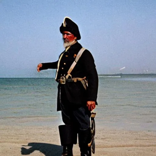 Prompt: Confederate soldier on the beach