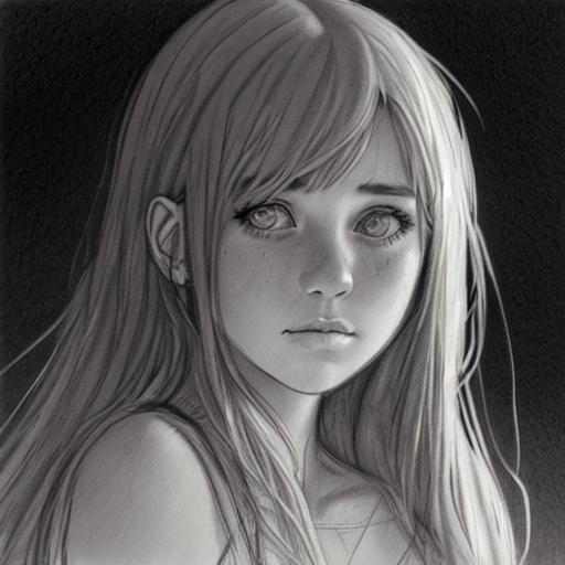 realistic sad sketch of a beautiful girl under the m... | OpenArt