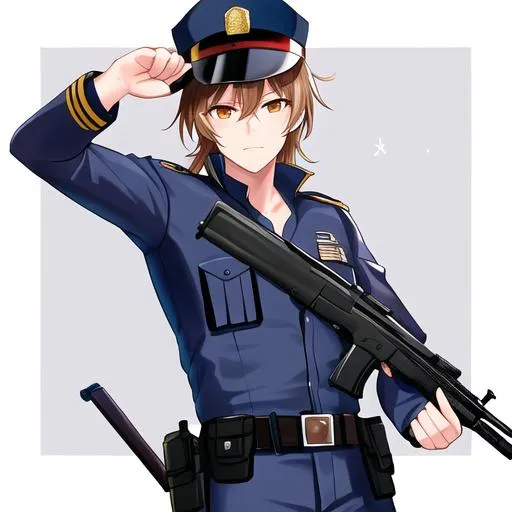 Prompt: Caleb as a police officer in a gunfight
