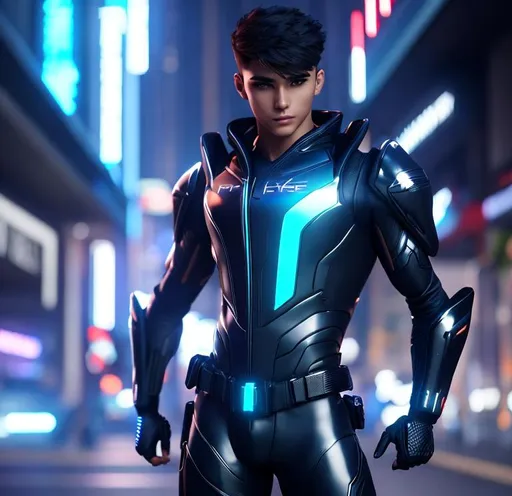Prompt: futuristic police style perfect boy, close-up rear view half body, perfect body, beautiful body, front posing, utopian, highly detailed, octane rendering, cinematic, highly detailed, vibrant, production cinematic character rendering, model Ultra High Quality, 8k Ultra HD, Full Body Visible, Lipgloss