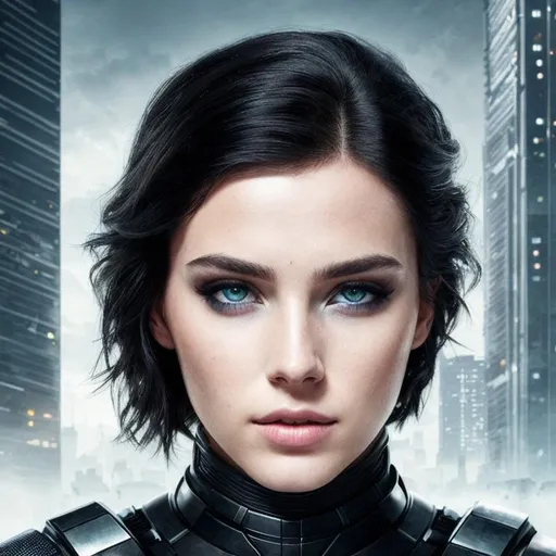 Prompt: dystopian, futuristic, princess, heterochromia, black hair, scar, elegant, hyper realistic, highly detailed