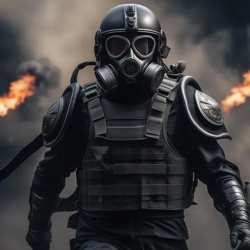 Prompt: A modern roman military male in black military roman armor, and gas mask, running, background sci fi war jet fighter, Hyperrealistic, sharp focus, Professional, UHD, HDR, 8K, Render, electronic, dramatic, vivid, pressure, stress, nervous vibe, loud, tension, traumatic, dark, cataclysmic, violent, fighting, Epic