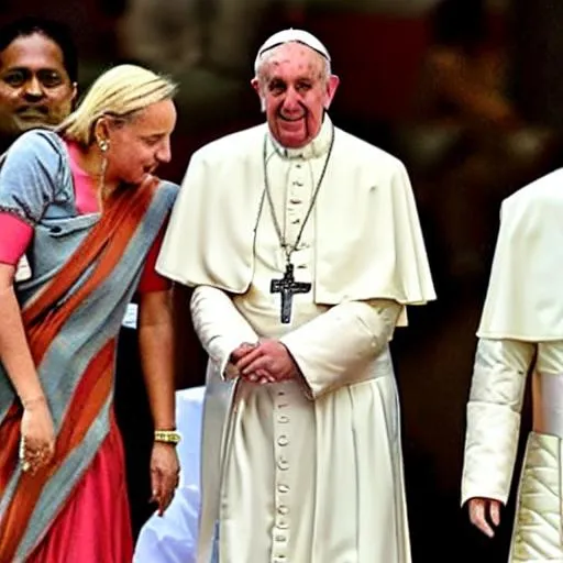 Prompt: pope Francis visiting india 