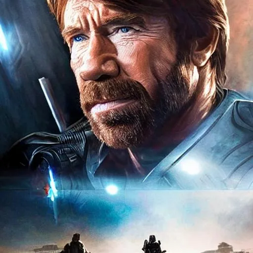 Prompt: award winning photo of chuck norris wearing sci fi armor (backlighting:1.4), digital painting, concept art, smooth, sharp focus, rule of thirds, dark fantasy, intricate details, long shot, (shallow depth of field:1.1), by sandra chevrier, art by RFKTR_rootrex