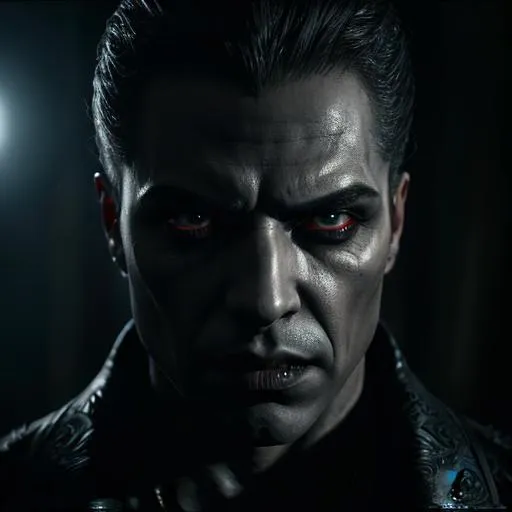 Prompt: Insanely Detailed Portrait of a Lasombra Inspired Vampire, Sinister Shadows, Black Eyes, Elder Ancient Vampire, Inspired by Vampire the Masquerade, Intricately Detailed, Hyperdetailed, photorealism, hyperrealistic, movie quality, filmic, #Film, volumetric Midnight lighting, back lit, 3D shading, Insanely Realistic, horror