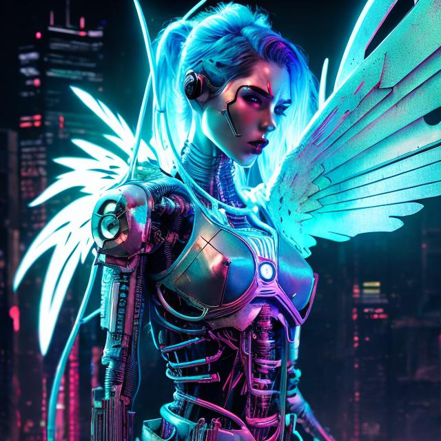 Ethereal Cyberpunk Angel, Comic Book Style, Grimes,