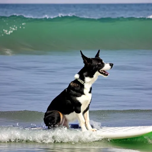 Prompt:  one  dog  surfing 
