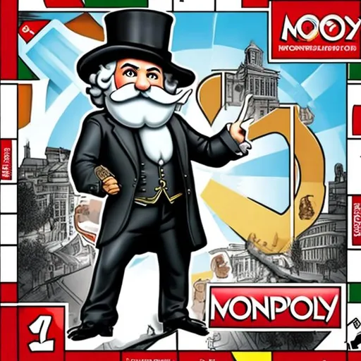 Prompt: MONOPOLY GUY BUT ITS KARL MARX
