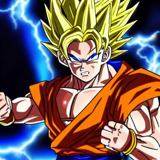 Prompt: awesome goku with kamehameha super saiyan blue