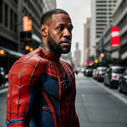 Prompt: lebron james watch spider man in theaters 