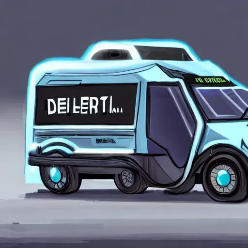 Prompt: concept art of a futuristic delivery van