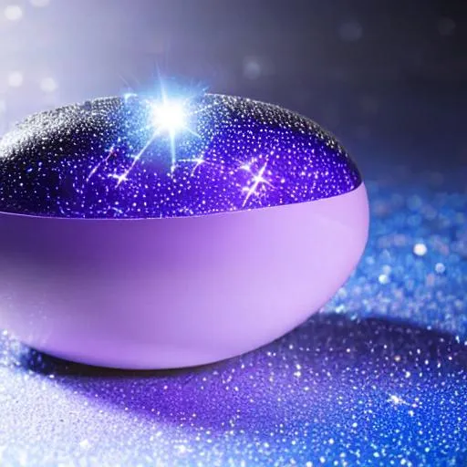 Prompt: Cosmic deep blue egg, purple white growth, symmetrical, deep space background. Hyper realistic dystopian, sparkle