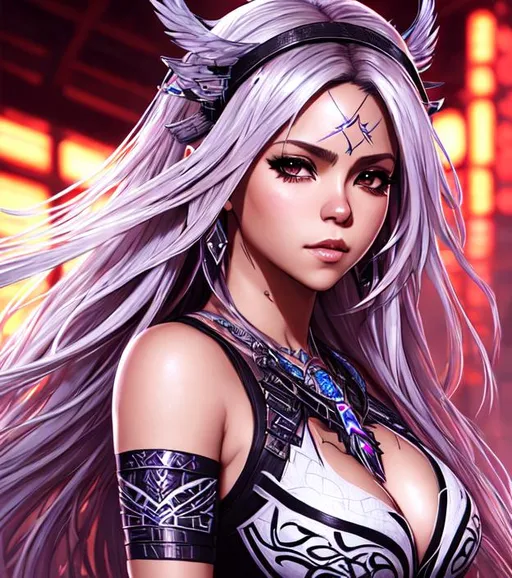 Prompt: Manga cover art. Shakira, wearing Dancer artifact gear from FFXIV, intricate cyberpunk tribal village, realistic face, emotional lighting, character illustration by Ilya Kuvshinov, ethereal, jewelry set balayage wild hair, royal vibe, highly detailed, digital painting, Trending on artstation , HD quality, Big eyes