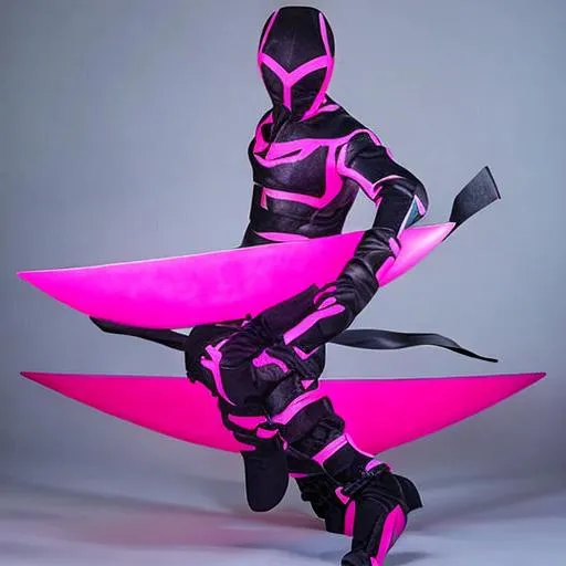 Prompt: Masashi Kishimoto, Mikio Ikemoto art style Pink energy and lighting ninja art style with mask static pink form ninja by Masashi Kishimoto, Mikio Ikemoto