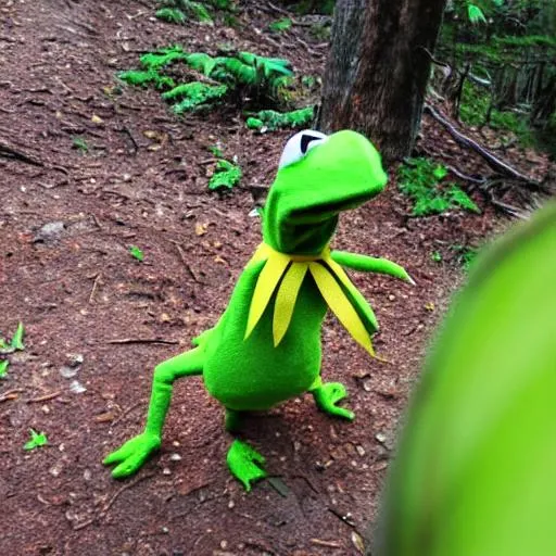 Prompt: kermit on a trail
