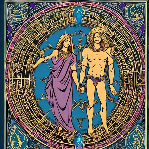 Prompt: Zodiac Aquarius Man with Zodiac Libra Woman