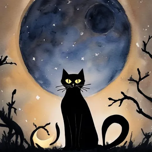 Prompt: Black cat in the moon 
