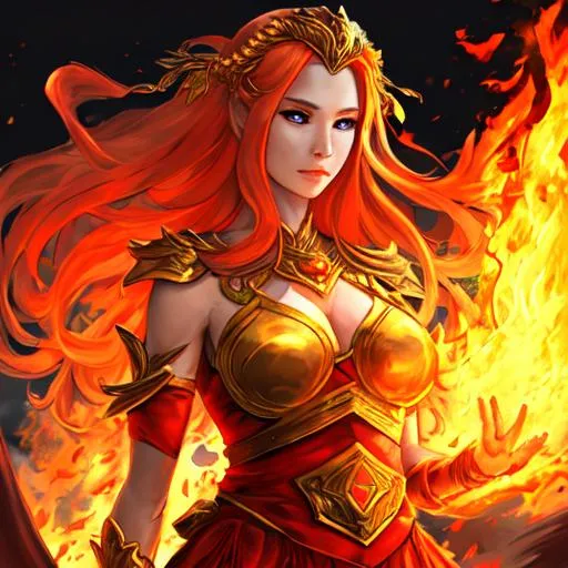 Prompt: Goddes of fire and war