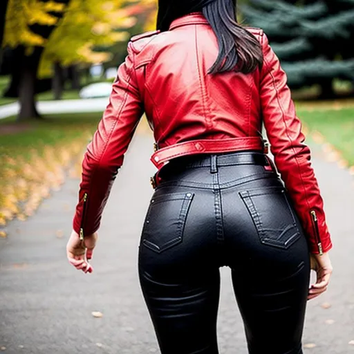 Premium Photo | A woman in a red leather pants and a pair of boots