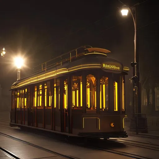 Prompt: A demonic glowing tram