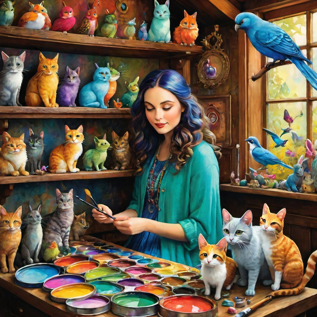 Use style by Dina Wakley Victor Nizovtsev Raqib Shaw Catrin WelzStein In a cozy corner of her a
