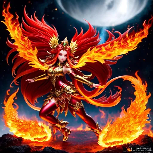 full body shot of a flame goddess::3 with vibrant lo... | OpenArt