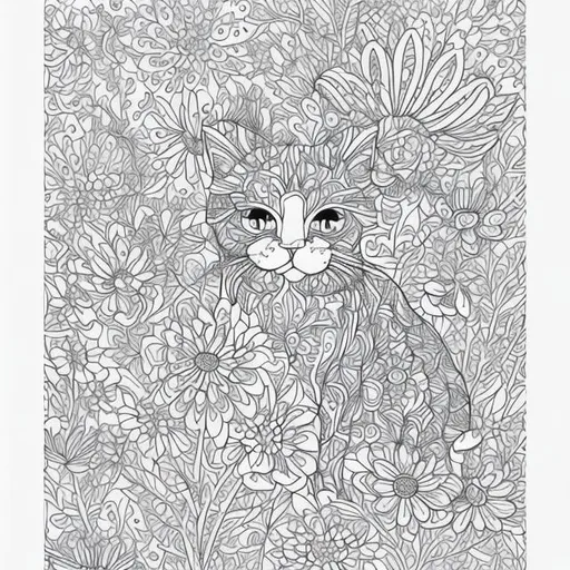 Digital black and white realistic cat picture for an