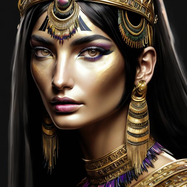 Lily Aldridge as Cleopatra portrait, digital paintin...