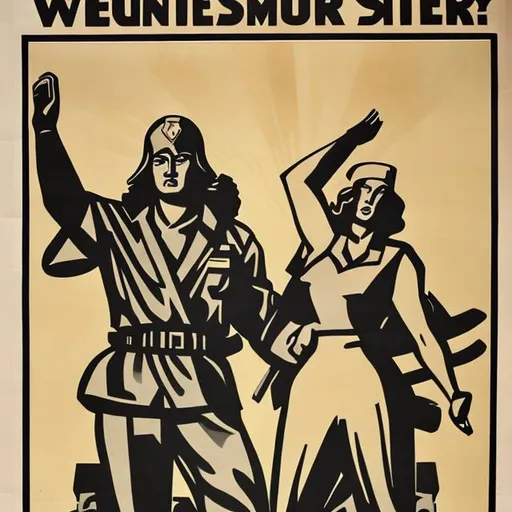 Prompt: Art deco ww2 propaganda poster for weapons surrender 