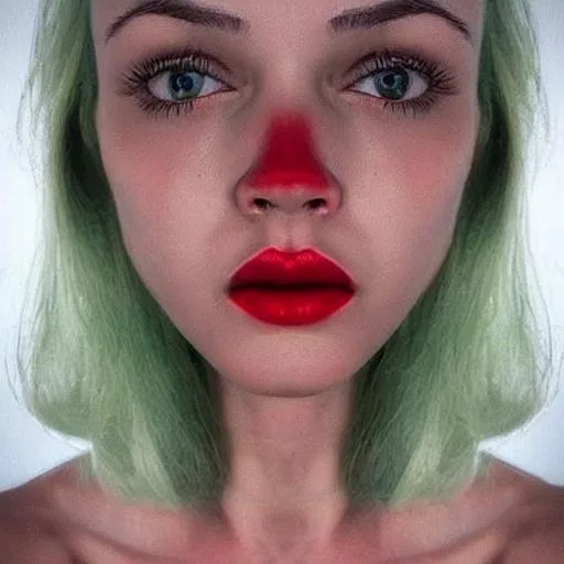 Prompt: Symmetry, beauty, poise, perfection., apprehension, eyes, smile, petite, blond, green, red lips, high cheek bones, exspressive,