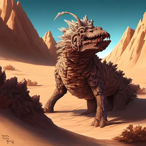 Prompt: desert monster, digital art 