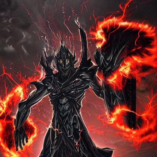 (mega detailed) (4x+anime) Dark demon god standing,... | OpenArt