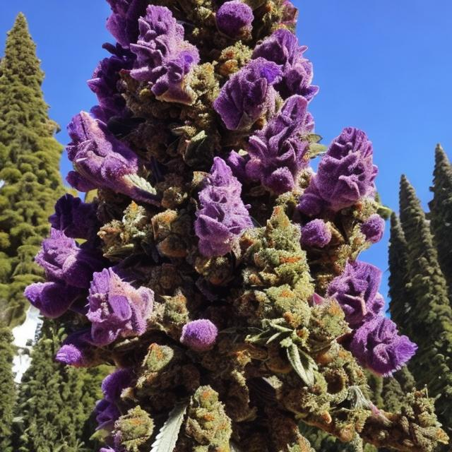 sequoia sized tree, marijuana tree, giant purple bud...