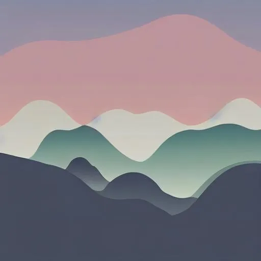 Prompt: flat gradient vibrant modern flowy mountains design, flat gradient overgrown landscape design simple, pinterest, love