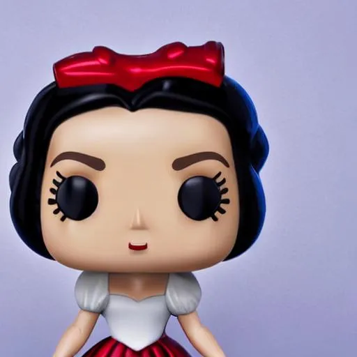 Prompt: Funko pop Snow White figurine, made of plastic, product studio shot, on a white background, diffused lighting, centered