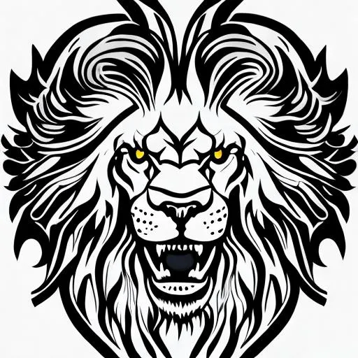 Prompt: classic round coat of arms of a majestic lion with a mane, greyscale, smooth textures, head on light source 