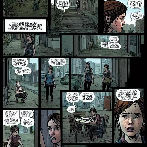 The last of us comics 4k, ellie in DC-style panels