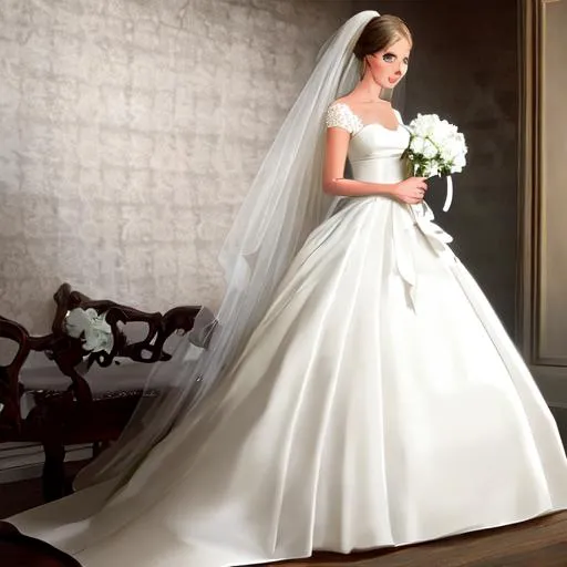 Prompt: Fine linen, bright and clean, was given the bride to wear