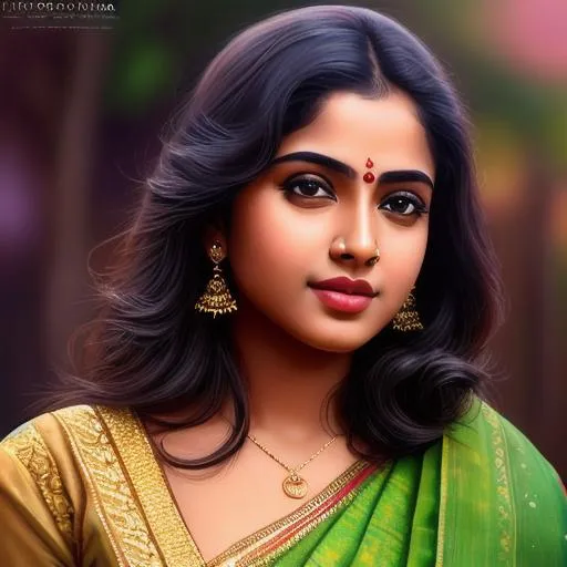 Prompt: beautiful malayali girl oil painting, UHD, 8k, Very detailed, beaitiful girl, cinematic, realistic, photoreal, trending on artstation, sharp focus, studio photo, intricate details