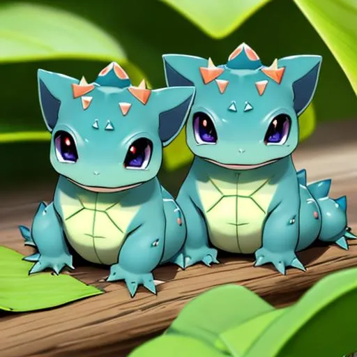 Prompt: HD, High Quality, 5K, Anime, Bulbasaur, small quadrupedal amphibian, green plant bulb on back,  blue skin with darker patches, It has red eyes with white pupils, pointed, ear-like structures on top of its head, and a short, blunt snout with a wide mouth. A pair of small, pointed teeth are visible in the upper jaw when its mouth is open. Each of its thick legs ends with three sharp claws. On Bulbasaur's back is a bright green circular plant bulb that conceals two slender, tentacle-like vines, which is grown from a seed planted there at birth. The bulb also provides it with energy through photosynthesis as well as from the nutrient-rich seeds contained within, forest, Pokémon by Frank Frazetta