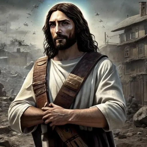 Prompt: Jesus as a call of duty character