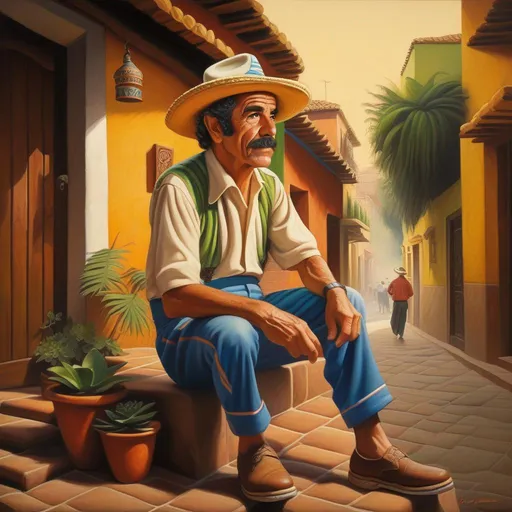 Prompt: Don Ramon, El Chavo del Ocho, Mexico City, warm atmosphere, cartoony style, extremely detailed painting by Greg Rutkowski and by Henry Justice Ford and by Steve Henderson 

